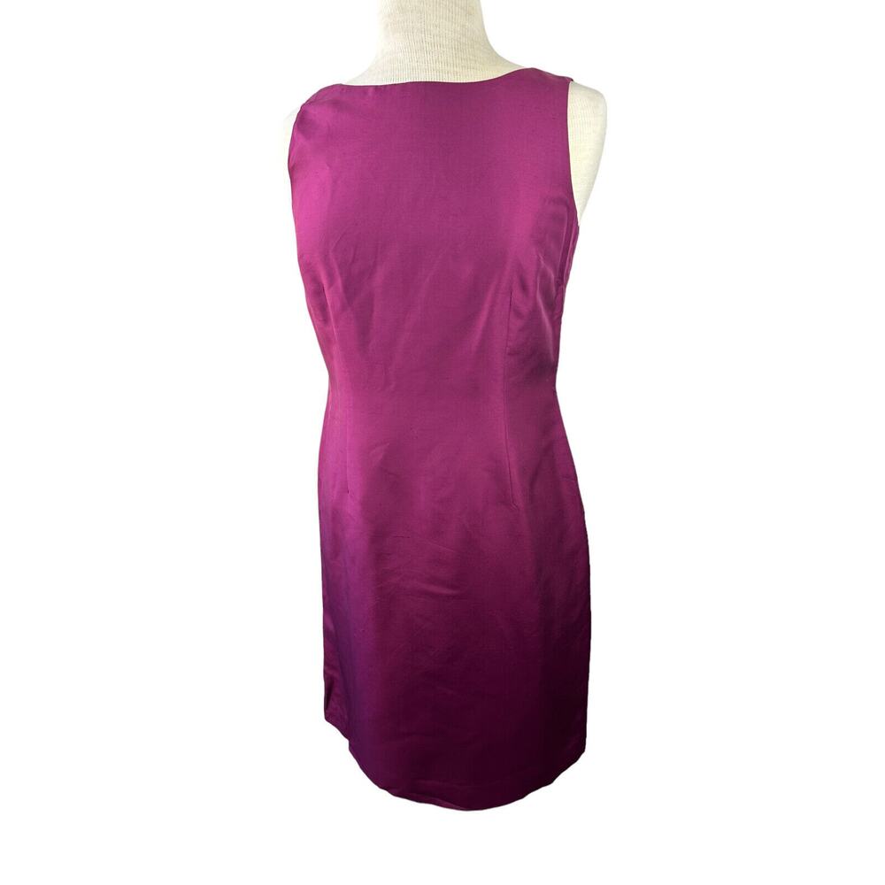 New Talbots 100% Pure Shantung Silk Shift Dress Sleeveless Purple Women's Size 8 - Picture 3 of 15